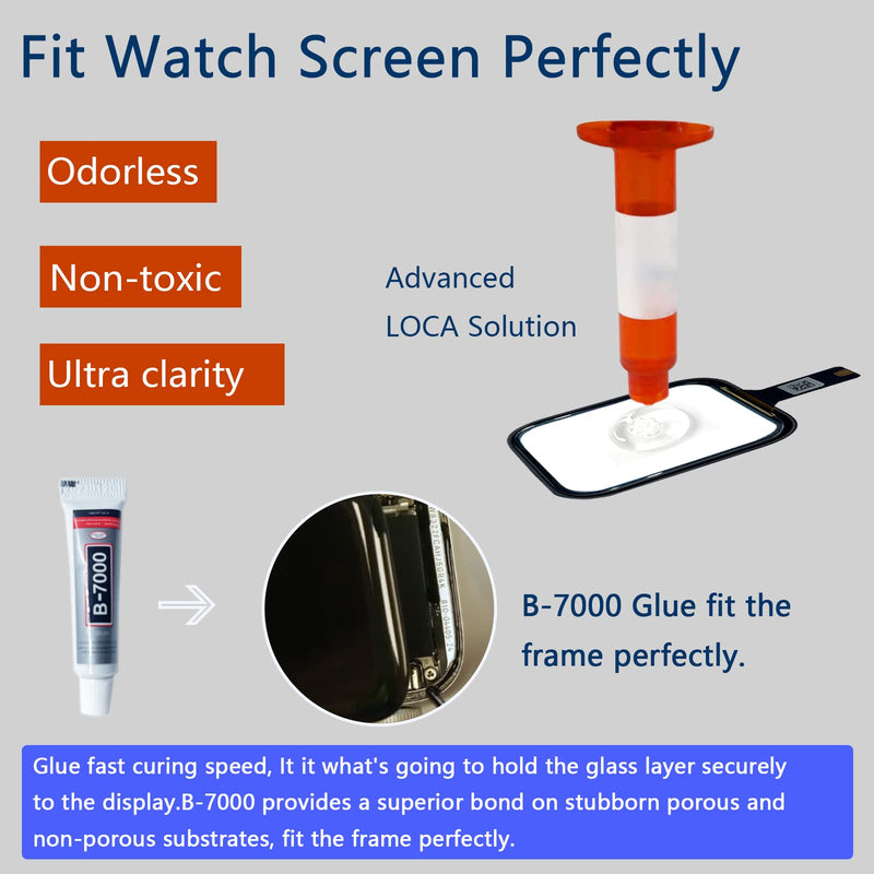 Compatible with Apple Watch Series 5 SE/SE2 Screen Replacement 44mm Front Glass Cover Lens LED Touch Digitizer Repair Kit with Tools and Instructions (No LCD Screen) S5/SE/SE2
