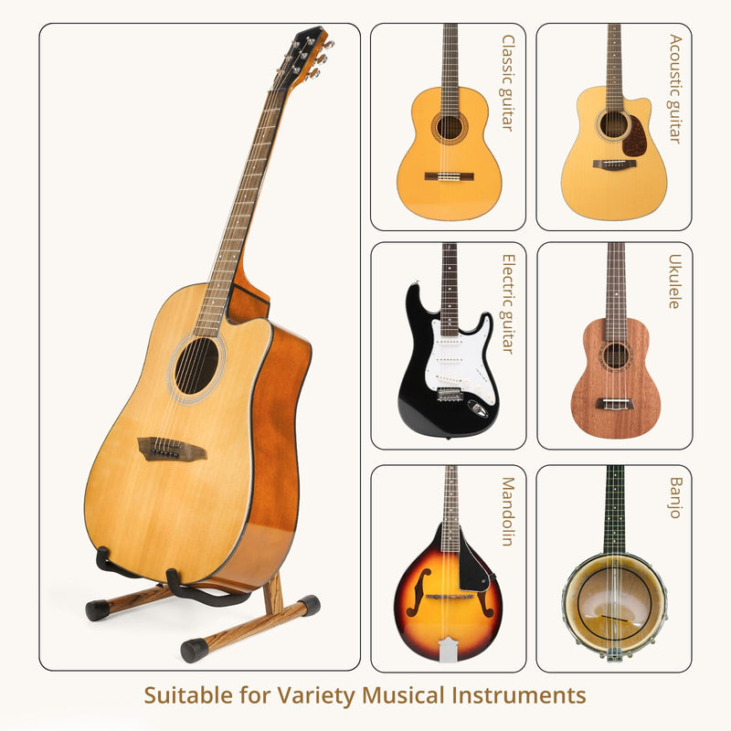 MUSO Guitar Stand,Acoustic Guitar Stand,Wood Classical Electric Guitar Stand,Foldable Bass Guitar Stand,Guitar Accessories also fit Bass,Violin,Ukulele(Zebra) Zebra