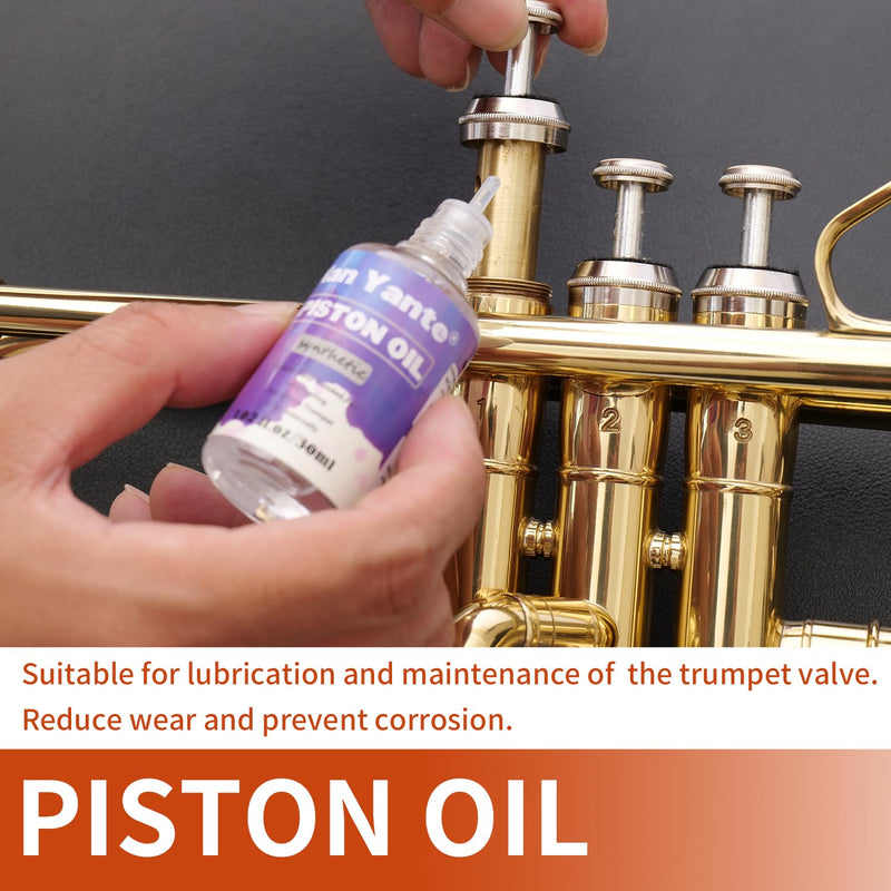 Trumpet Cleaning Kit clean your Trumpet: contains Valve Oil, Tuning Slide Grease, Cleaning Cloth, Valve/Mouthpiece/Flexible brush, etc. -essential for professionals/students/enthusiasts