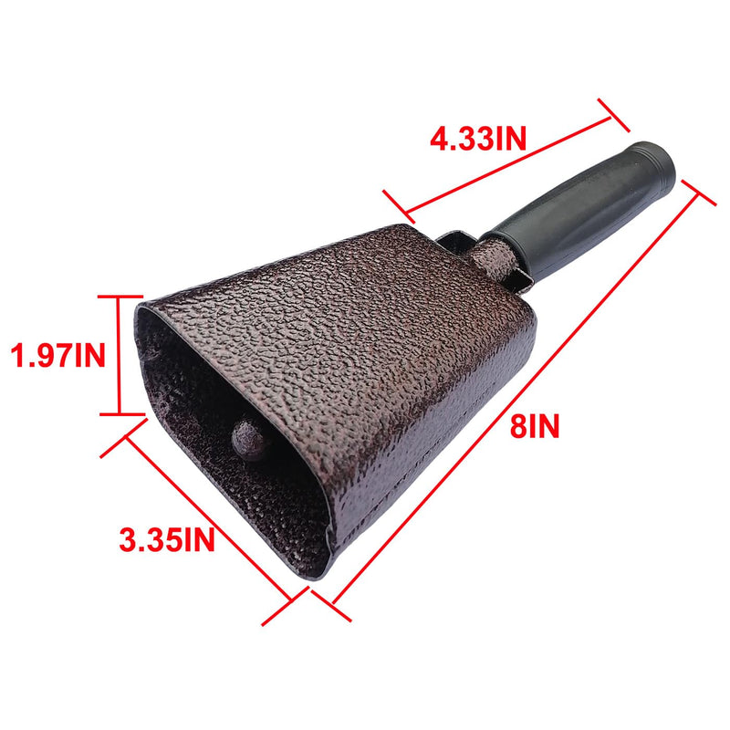 8’’ Steel Cow Bell with Handle, Noise Maker Cowbell, Cheering Loud Hand Call Bell for Sport Events Football Soccer Hockey Baseball Basketball Games Party Concert Graduations School Wedding Farm Ranch 8inch-copper