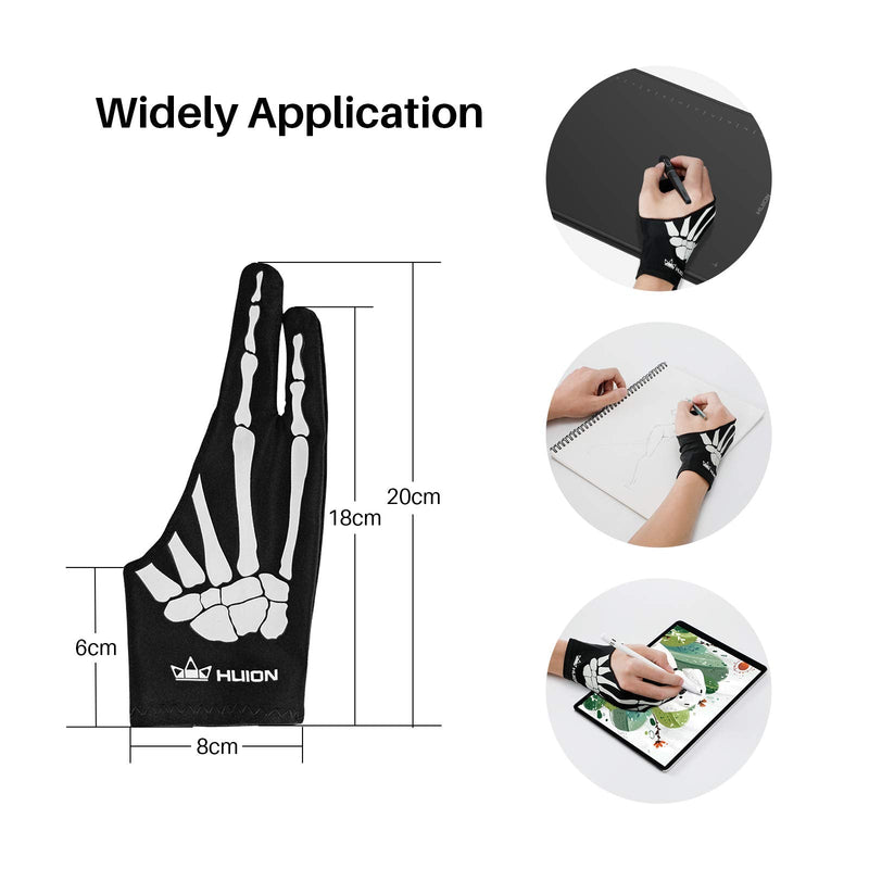 HUION Skeleton Artist Glove for Graphic Drawing Tablet Pad Monitor Painting, Paper Sketching, Suitable for Left and Right Hand Medium