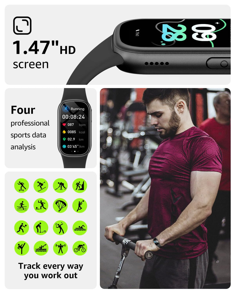 Fitness Tracker with Step Counter/Calories, Activity Health Tracker with Blood Pressure Heart Rate Monitor, Sleep Tracker, 137+ Sport Modes, Pedometer SmartWatch, Gift for Women Men Midnight