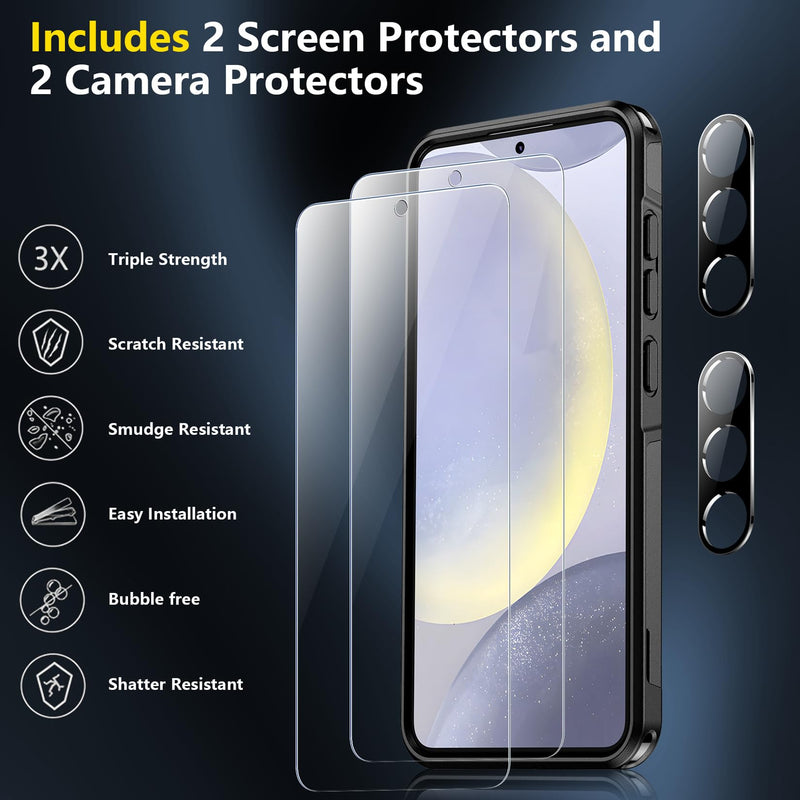 SPIDERCASE Designed for Samsung Galaxy S24 Plus Case, [10 FT Military Grade Drop Protection] Heavy Duty Shockproof Phone Case for Galaxy S24 Plus, Black S24 Plus 6.7''
