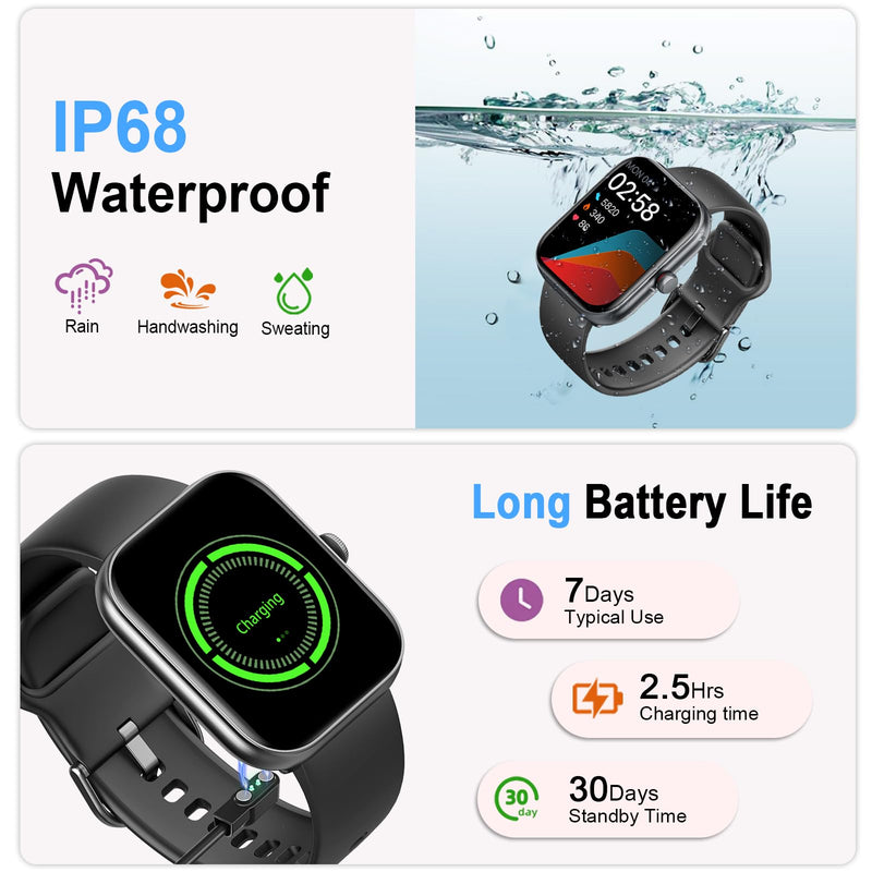 Smart Watch for Women Men, Alexa Built-in, Smartwatch for iPhone & Android Bluetooth Call, 1.91" HD Fitness Tracker with Heart Rate/SpO2/Sleep Monitor, IP68 Waterproof, Fitness Watch 100+ Sports Modes