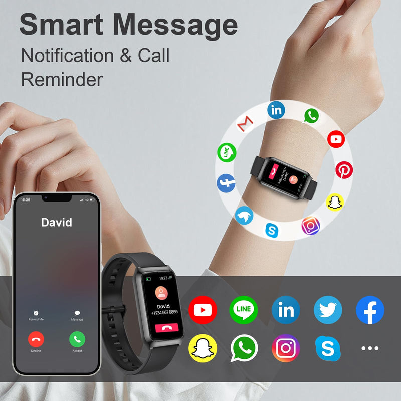 Smart Watches for Women Black+Silver Square Smart Watch