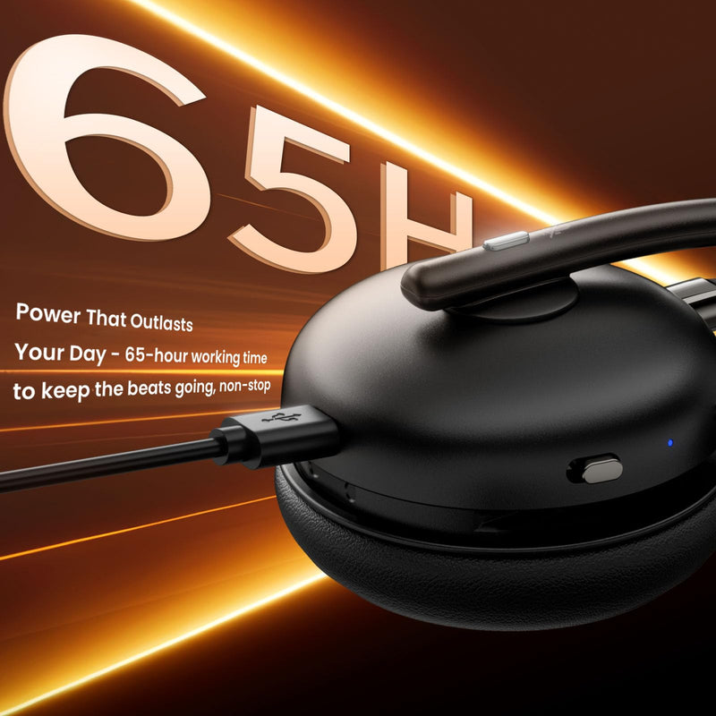 [AUSTRALIA] - Dytole Wireless Headset with Mic for Work, Bluetooth 5.3 Headset with Noise Cancelling, Wireless Headphones with Mic & USB Dongle, 65H & Mute, Ideal for PC/Call Center/Computer/Laptop/Study 