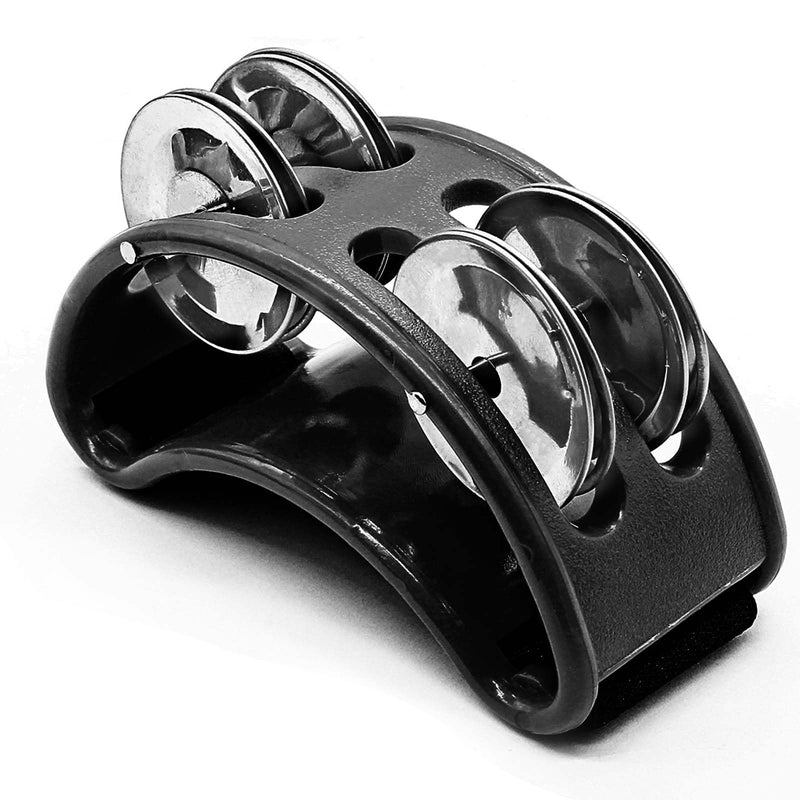 [AUSTRALIA] - 2 Pack Foot Tambourine Percussion, Black Foot Shaker Instrument with Metal Jingle Bell, Rhythm Instrument for Adults 2 Pack 