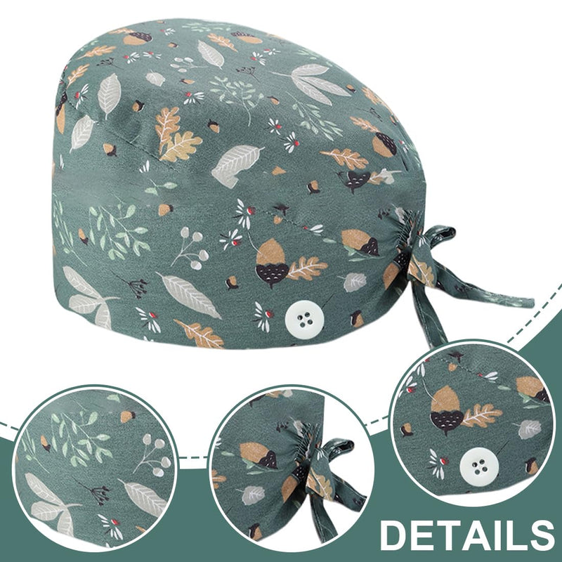 CPJJ Women's Surgical Cap, Fabric, Nurse Cap, Pack of 1, Green