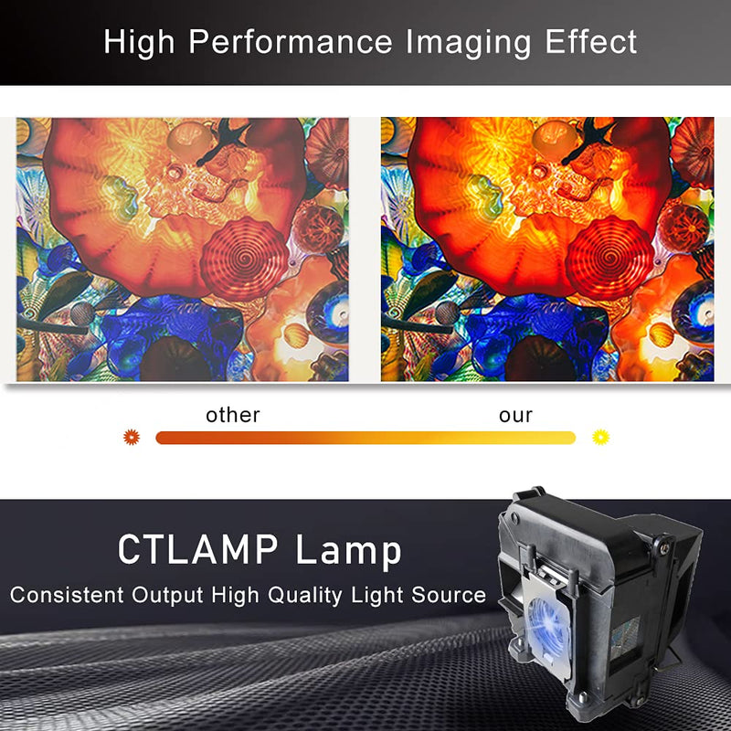 CTLAMP A+ Quality V13H010L68 ELP68 Replacement Projector Lamp Bulb with Housing Compatible with elplp68 Epson PowerLite Home Cinema 3020 3010 3020E TW5900 TW6100 H450A H421A ELP68A+