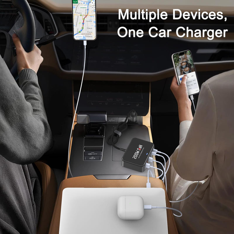 Multi Ports USB Laptop Car Charger, Fast Charge 200w PD3.0 Adapter Compatible with MacBook pro/Lenovo Thinkpad/Dell inspiron/Surface Pro/HP, Cell Phones Tablets and Other USB Devices