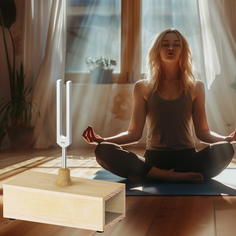 440Hz, 432Hz, 417Hz Aluminum Alloy Tuning Fork with Resonance Box and Wooden Hammer，3 pcs tuning fork Suitable for Sound Therapy, Yoga, Relaxation and Meditation