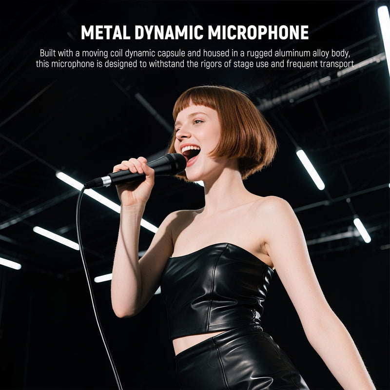 [AUSTRALIA] - NEEWER NW-040 Cardioid Dynamic Microphone with XLR Cable, Rigid Metal Housing, Unidirectional Pickup Mic for Musical Instruments Voice Public Speech Podcast Singing PC Gaming Streaming Studio, Black 