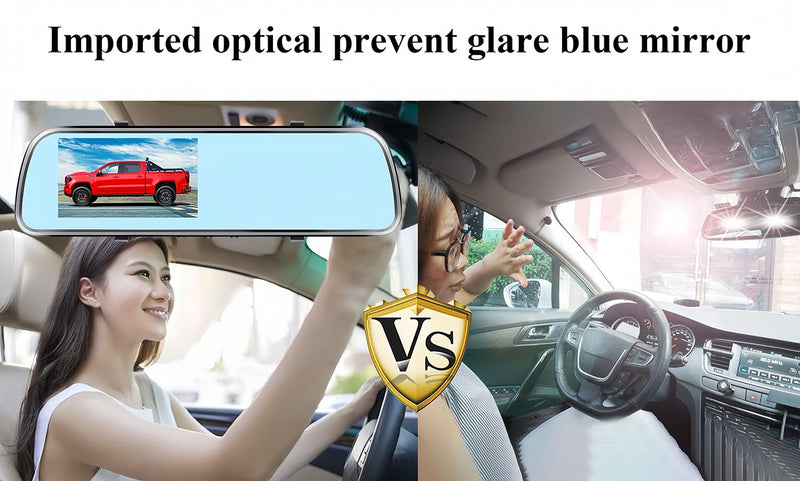 Backup Camera Mirror HD 1080P - Plug and Play Easy Set up Color Night Vision Rear View Mirror with License Plate Camera for Car Truck SUV Waterproof DIY Guide Lines AMTIFO A1