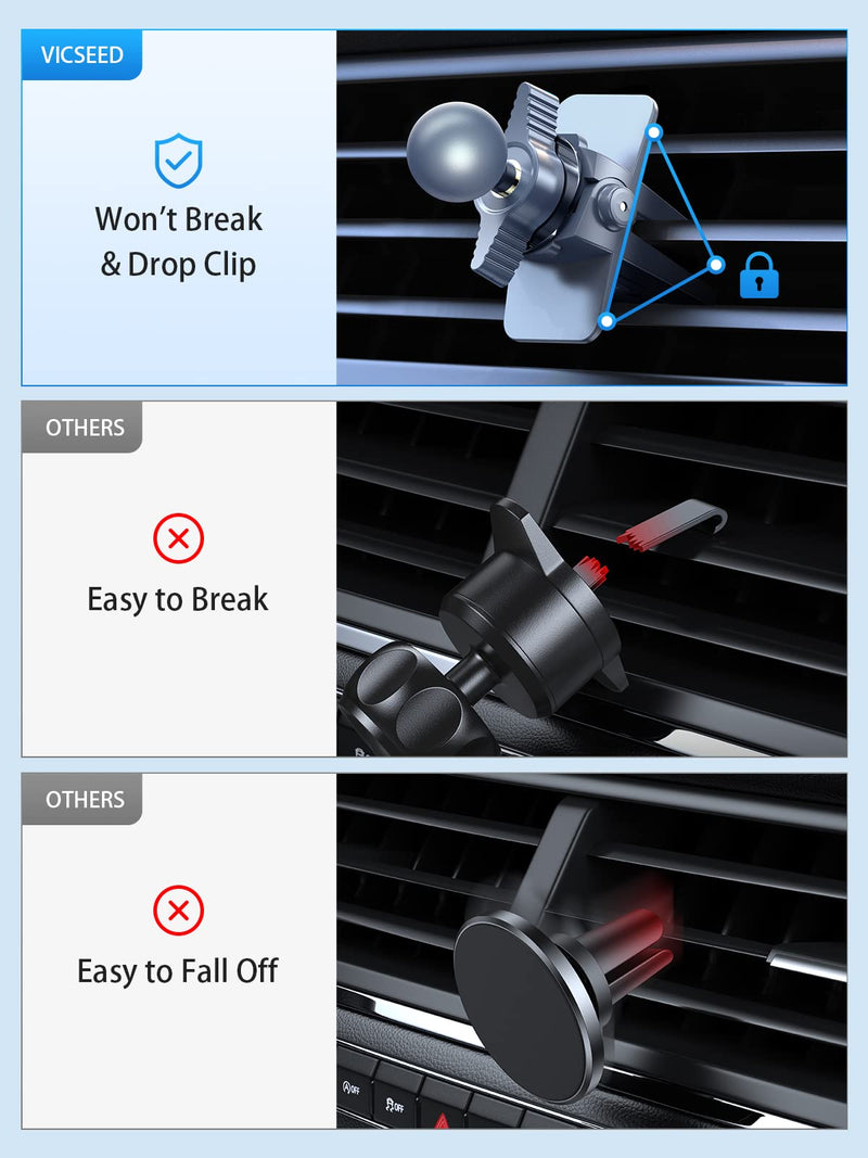 VICSEED for MagSafe Car Mount [Upgraded Strongest Magnet Power] Magnetic Phone Holder for Car Vent 360 Adjustable Magnetic Car Phone Holder Mount for iPhone 16 Pro Max 15 14 13 12 Plus Mini White