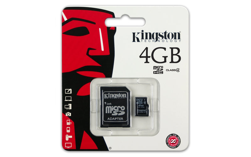 Kingston 4 GB microSDHC Class 4 Flash Memory Card SDC4/4GB Standard Packaging