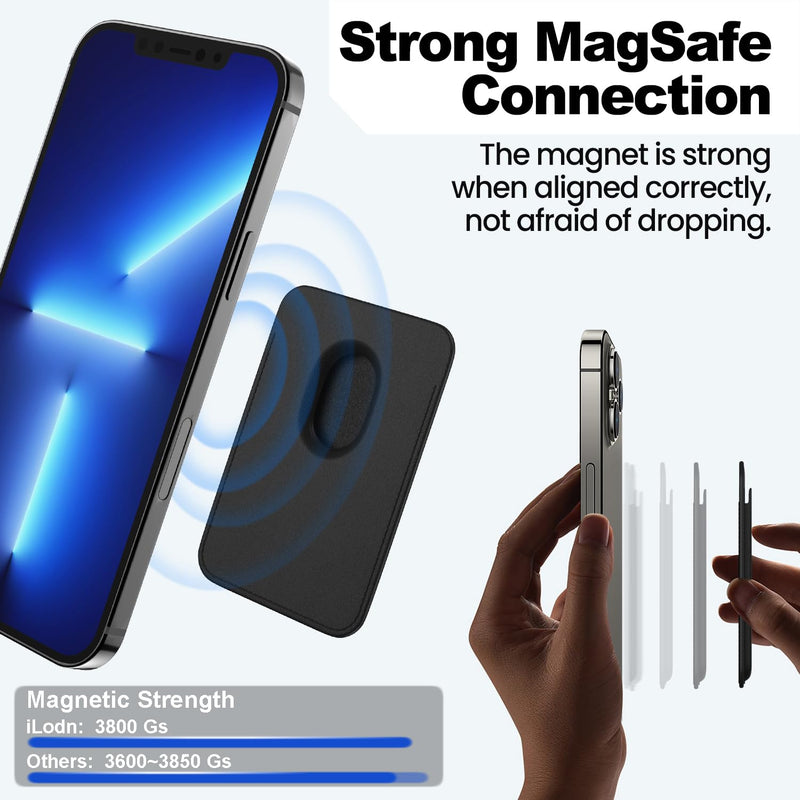 [2 Pack] Magnetic Wallet Card Holder Compatible with MagSafe Wallet for iPhone 15 Pro Max/15 Pro/15/15 Plus/iPhone 14 Model, Mag Safe Wallet for iPhone 15 14 13 12 Pro Max Plus Mini,Midnight&Blue Midnight and Blue
