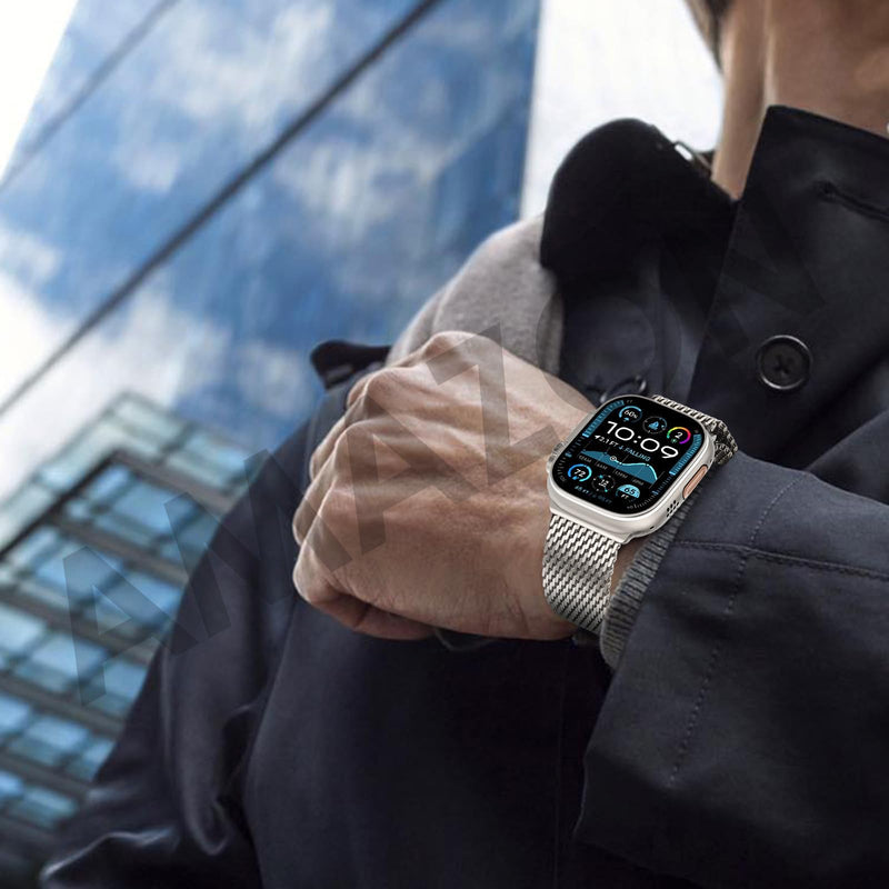 BM2 Band for Apple Watch Bands Milanese Ultra 2 49mm, Series 10 46mm, 9 8 7 45mm 41mm, SE 6 5 4 44mm 40mm, 3 2 1 42mm 38mm Men Women Strap iWatch 49mm, 46mm, 45mm, 44mm, (42mm S3/2/1) Titanium Black