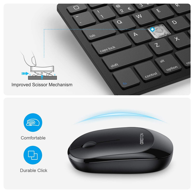 OMOTON Bluetooth Keyboard and Mouse Combo, Wireless Keyboard Mouse for iPad Pro 12.9/11, iPad 9th/8th/7th Gen, iPad Air 4, All iPad (iPadOS 13 and Above), and Other Bluetooth Enabled Devices (Black) Black