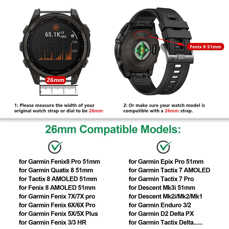 EZMVZKU 26mm Easyfit Straps for Garmin Fenix 8 AMOLED/8 Pro 51mm/7X/7XPro Sapphire Solar Watchands Replacement for Fenix 6X/6X Pro/5X/5X Plus/Enduro 3/2/Quatix 8/epix Pro/Descent Mk3i/Tactix 8 51mm 7pack1