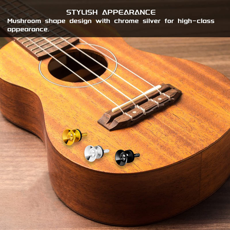 12 Pcs Guitar Strap Button Lock Pins,Strong Metal Guitar Strap End Pins with Screws and Rubber Blocks Anti-slipping Guitar Strap Lock Parts Accessories for Acoustic Guitar Electric Guitar Bass Ukulele