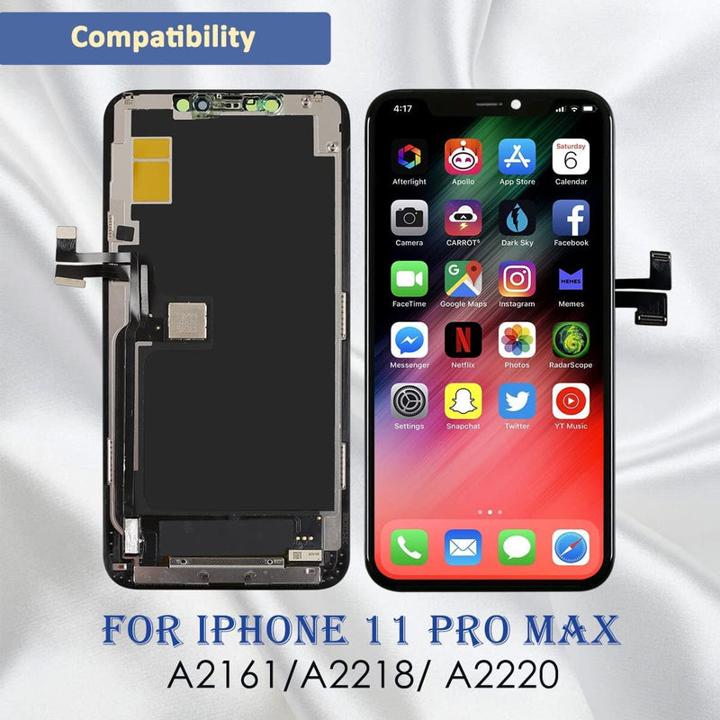 Yodoit for iPhone 11 Pro Max Screen Replacement Kit COF Full HD LCD Display 3D Touch Digitizer Frame for Model A2161, A2218 with Repair Tool Kit