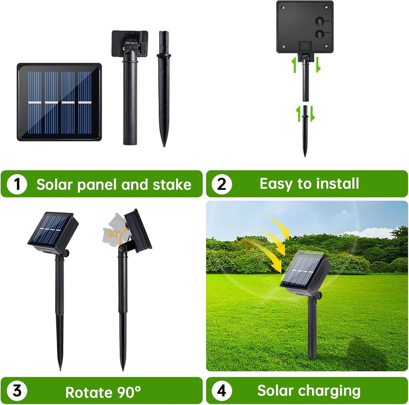 [AUSTRALIA] - Solar LED Strip Lights Outdoor Waterproof 19.6FT 180 LED Solar Powered Rope Light Cuttable 8 Modes for Outside, Garden, Patio, Deck, Fence, Pathway, Stair, Poolside, 6000K White 2 Pack White19.7ft 