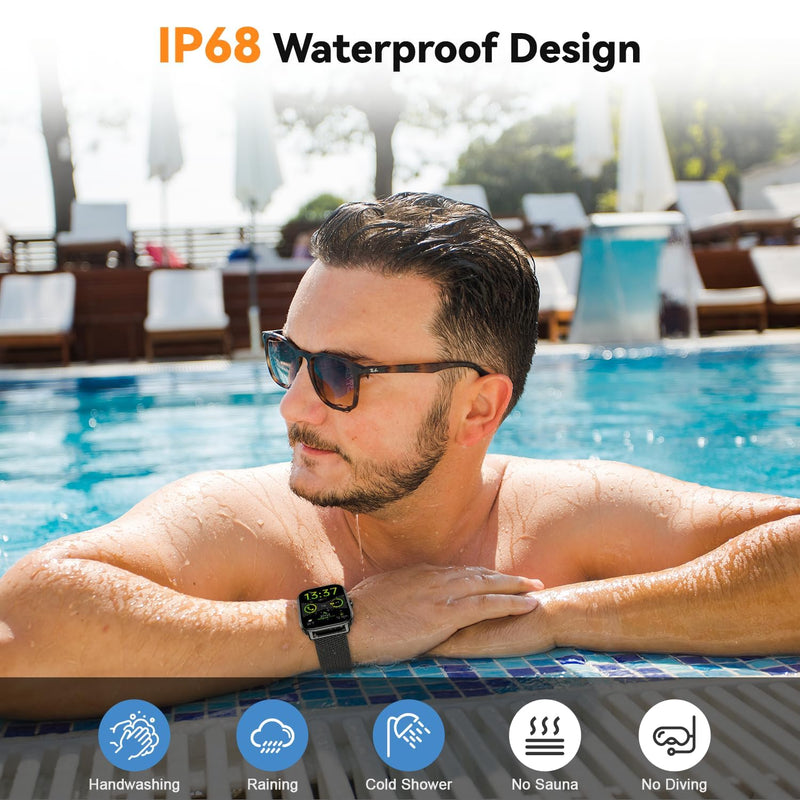 Smart Watch for Men Women Fitness Tracker: Waterproof Bluetooth Call Answer Make Smart Watches for Android iPhone Digital Mens Watches Activity Smartwatch Pedometer Heart Rate Monitor 120 Sports Model Black