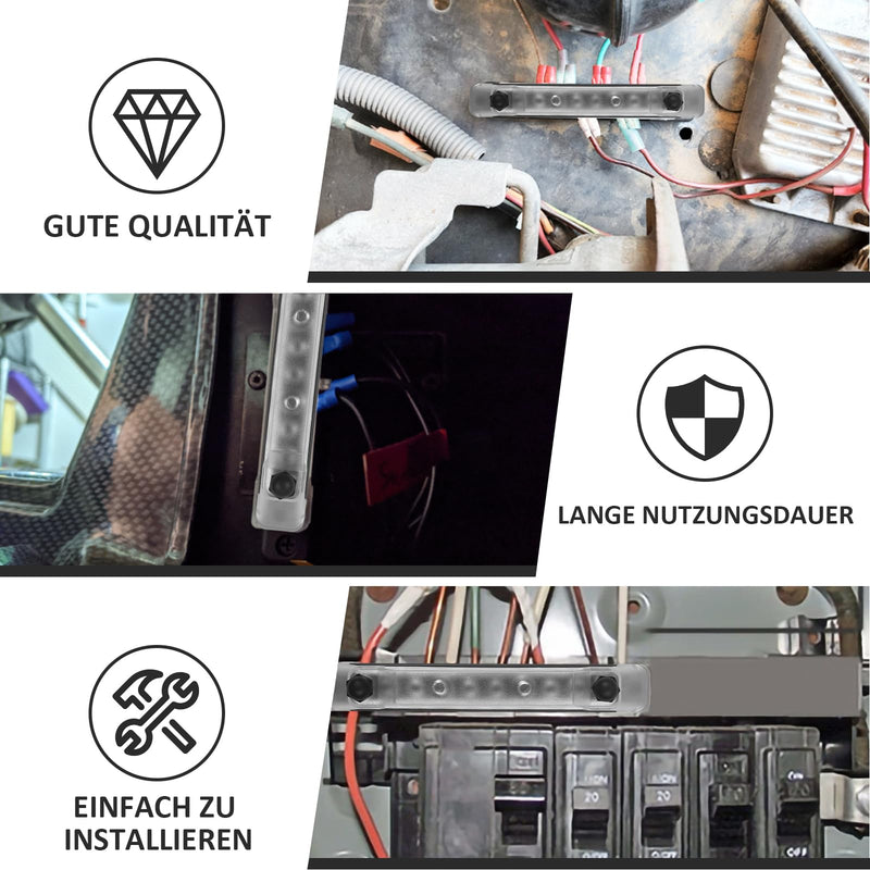[AUSTRALIA] - Power Distribution Block Busbar with Cover 150A Marine Battery Terminals Distribution Block with M6 Connection Bolts, M4 Connection Screws for Car, Boat, RV (4 x M6 Bolts, 6 x M4 Screws) 4 x M6 bolts, 6 x M4 screws 