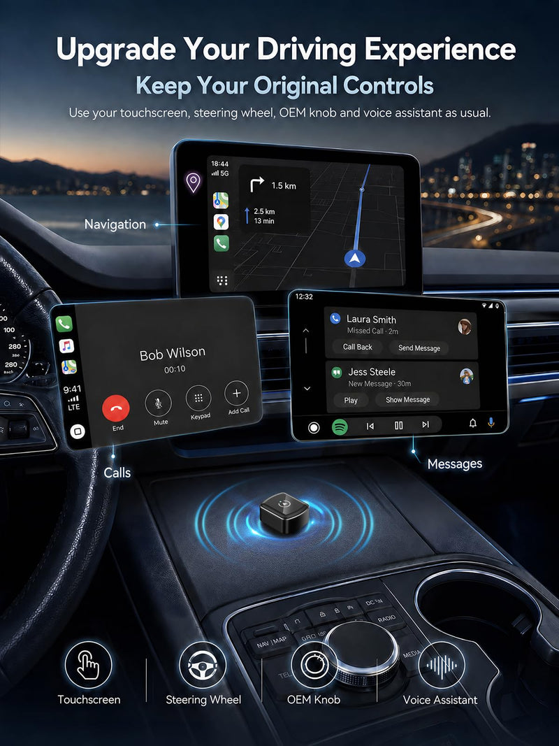 Spedal 2-in-1 Wireless CarPlay Adapter USB-C, Android Auto, 2nd Gen | USB-C & USB-A, Wireless CarPlay & Android Auto, 5.8GHz Wi-Fi, 5s Auto-Reconnect, Compact, Retains OEM Controls, 2016+ Cars