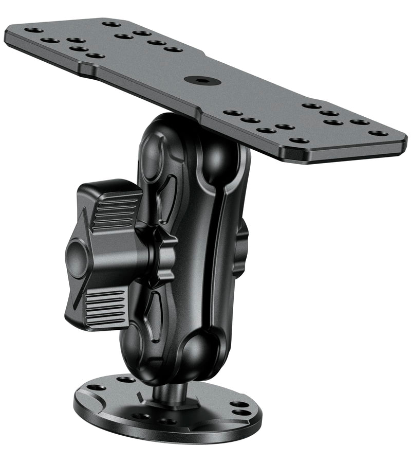 VAZESWIN 1" Ball Aluminum Alloy Fish Finder Mount with 3.5" Medium Arm | Universal AMPS Rectangular Plate, Round Base, Marine Electronic Mount Compatible with Garmin, Lowrance, Humminbird, Raymarine