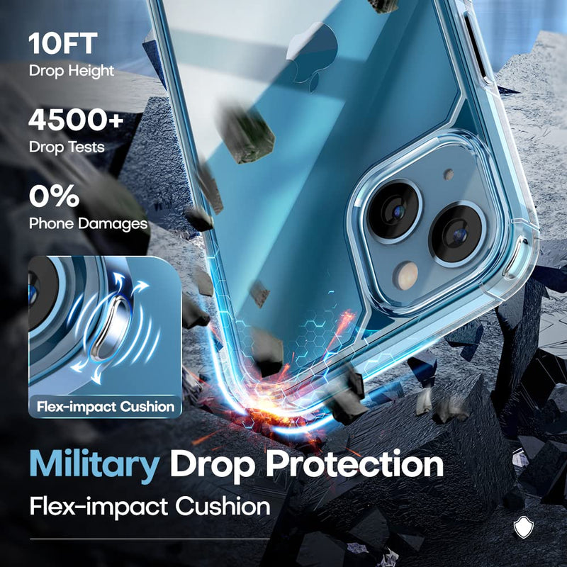 TAURI 5 in 1 for iPhone 13 Case Clear, [Not-Yellowing] [Military-Grade Drop Protection] Slim Shockproof Phone Lanyard Case for iPhone 13 6.1 inch A-Clear for iPhone 13 6.1"