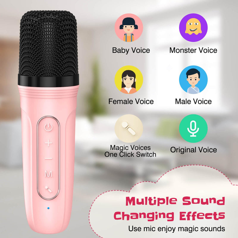 [AUSTRALIA] - LENRUE Karaoke Machine for Kids with Wireless Microphone, 4 Magic Voices, Karaoke Toys for Girls Boys, Best Birthday Gifts for Kids 4, 5, 6, 7, 8, 9, 10, 11, 12+(M65 Pink 1 Mic) M65 Pink 1 Mic 