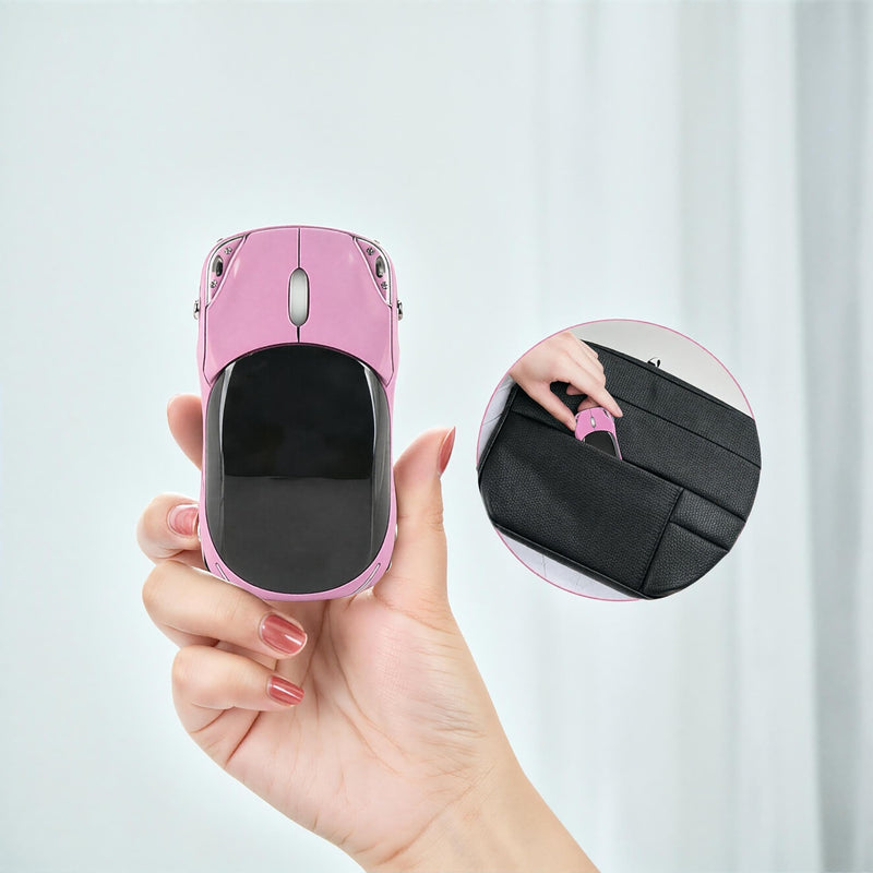 Cute Wireless Mouse 2.4G USB, Portable Mini Car Mouse with Receiver, 1600 DPI Adjustable Silent Click Optical Mice, Ergonomic Computer Mouse for Laptop, PC, Mac, Tablet, Travel & Office (Pink) Pink