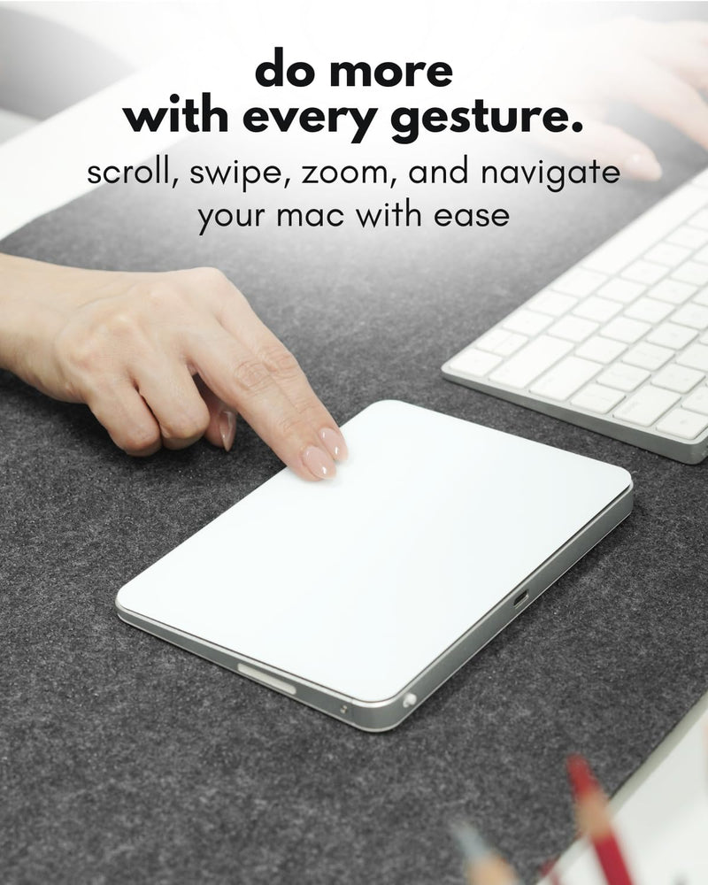 Macally Wired & Wireless Trackpad for Mac - Multi Gesture Touchpad - USB C | Full Multi-gesture macOS control, large glass surface, 2.4G wireless or wired USB-C use, rechargeable 1000 mAh battery