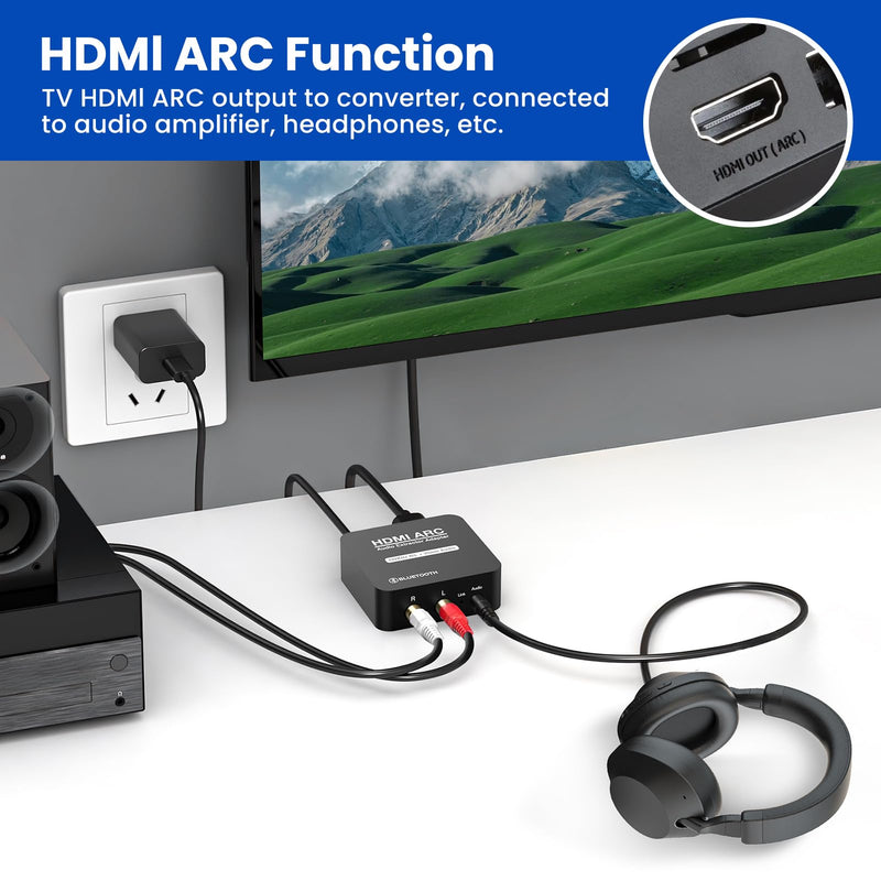 [AUSTRALIA] - HDMI ARC Audio Converter,Digital Optical SPDIF Signals to Analog 3.5mm Jack and RCA (L/R) Stereo Audio Adapter for Soundbar,Speaker,Amplifier, Bluetooth 5.3 Receiver, Compatible with ARC Smart TV 