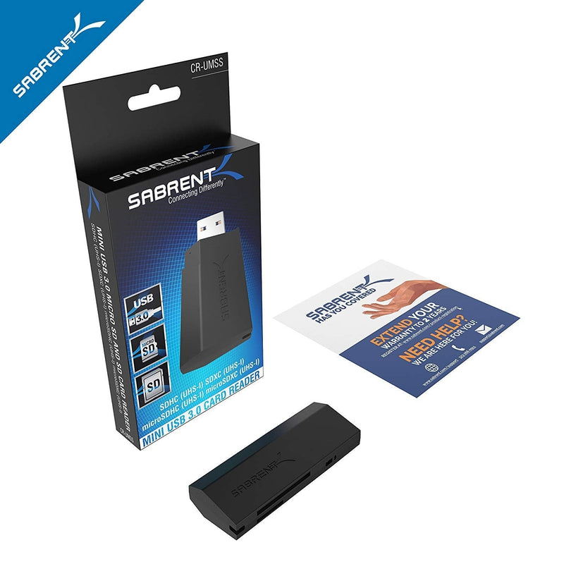 SABRENT SuperSpeed 2-Slot USB 3.0 Flash Memory Card Reader for Windows, Mac, Linux, and Certain Android Systems - Supports SD , SDHC , SDXC , MMC / MicroSD , T-Flash [Black] (CR-UMSS) 2-Slot USB A