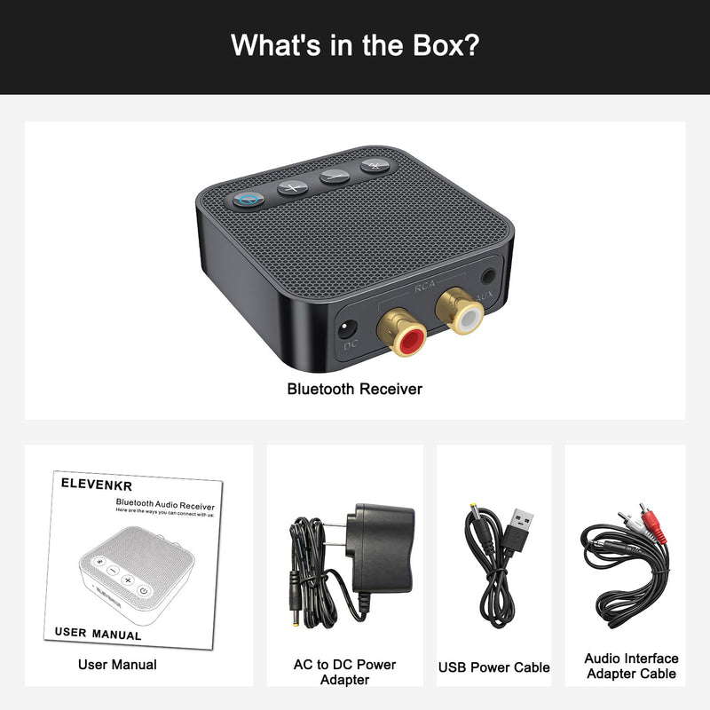 Bluetooth 6.0 Receiver for Home Stereo - Bluetooth Audio Adapter for Old Stereo/Wired Speakers/Music Streaming Sound System with RCA/AUX Long Range Low Latency and HD Audio Black Sapphire Metallic