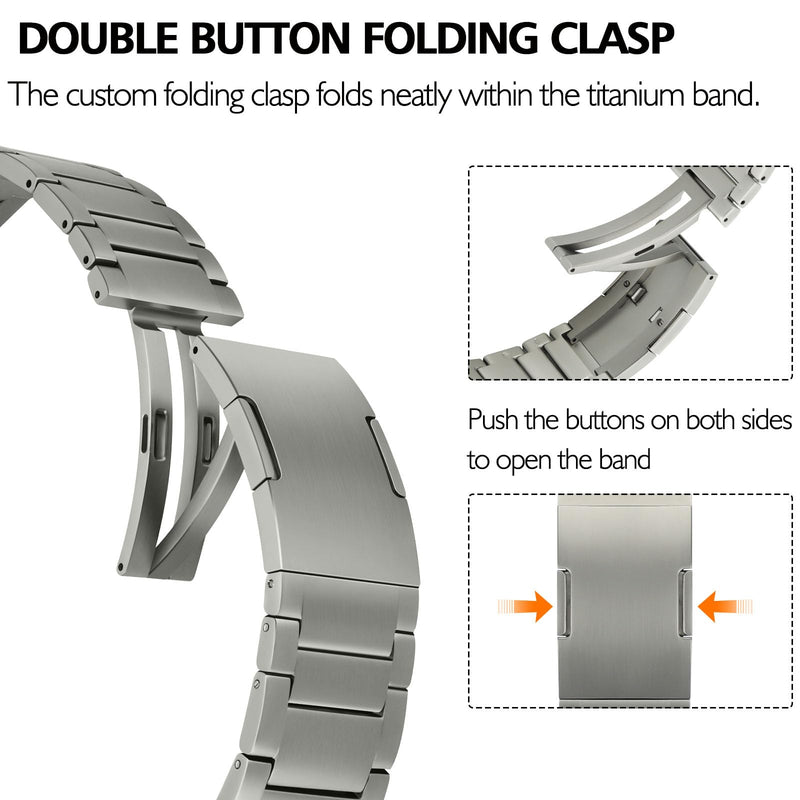 HITZEE Premium Titanium Band Compatible with Apple Watch Band 49/46(S11/10)/45/44/42mm, Comfortable Ti Band for Men for Apple Watch Ultra 3/2/1 49mm SE3 Series 11 10 9 8 7 6 5 4 3 2 1, Titanium