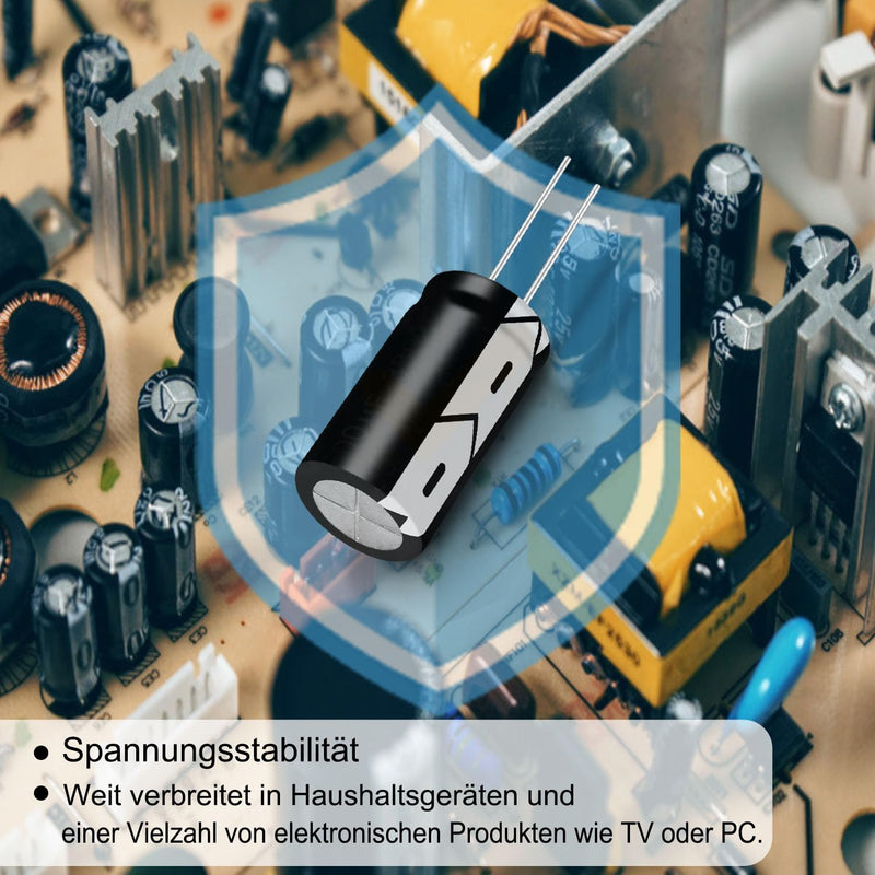 16V 100µF 50/60HZ Electrolytic Capacitors, Aluminium Electrolytic Capacitors, 5 x 11 mm, Capacitors 100uF 16V, Suitable for a Wide Range of Electronic Applications, Switching Power Supplies (20 Pieces 100µF 16V