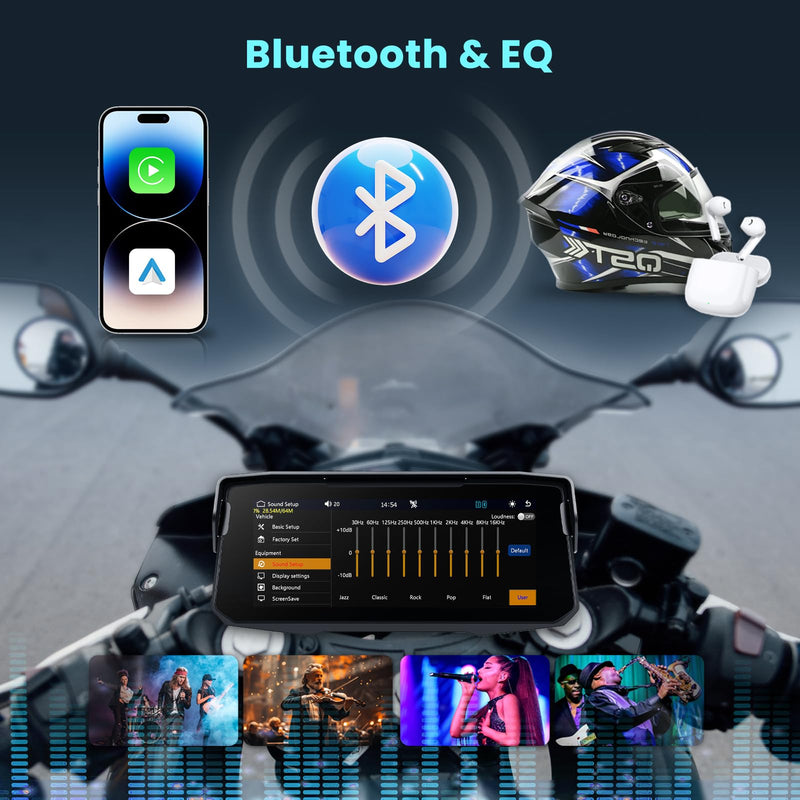 6.86 inch Motorcycle Carplay Screen GPS Navigation System with Wireless Carplay and Android Auto, Portable Car Play for Moto Waterproof HD Touch Screen with Bluetooth Mirror Link TF Card