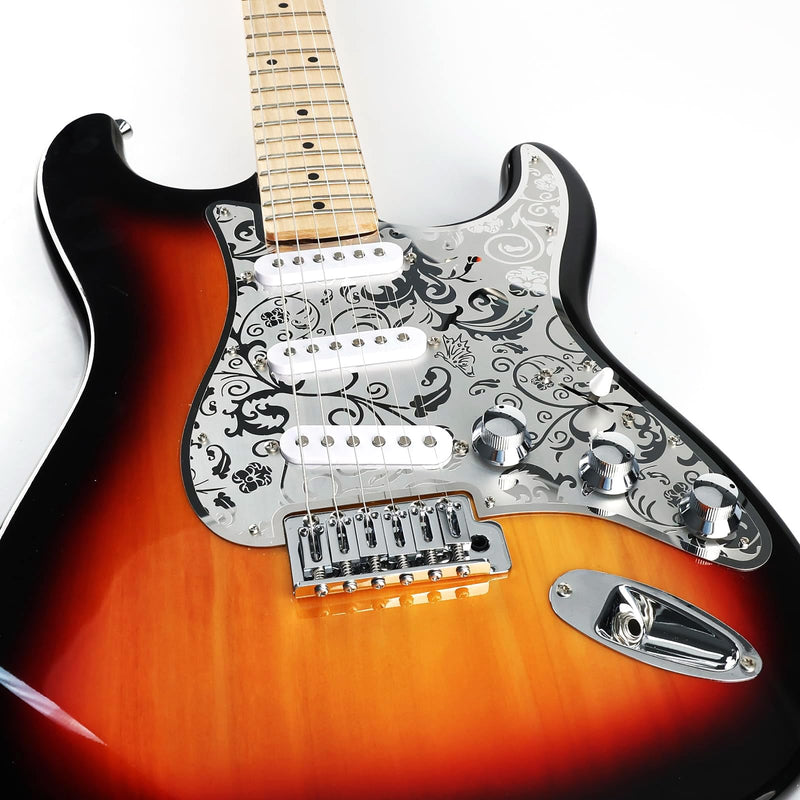 Stainless Steel Guitar Pick guard 11 holes SSS Single Coil Mounting Screws 9/32''Potentiometer Metal Electric Guitar Pickguard Compatible with Stratocaster Strat ST Style Guitar (Chrome) SSS-7mm Chrome