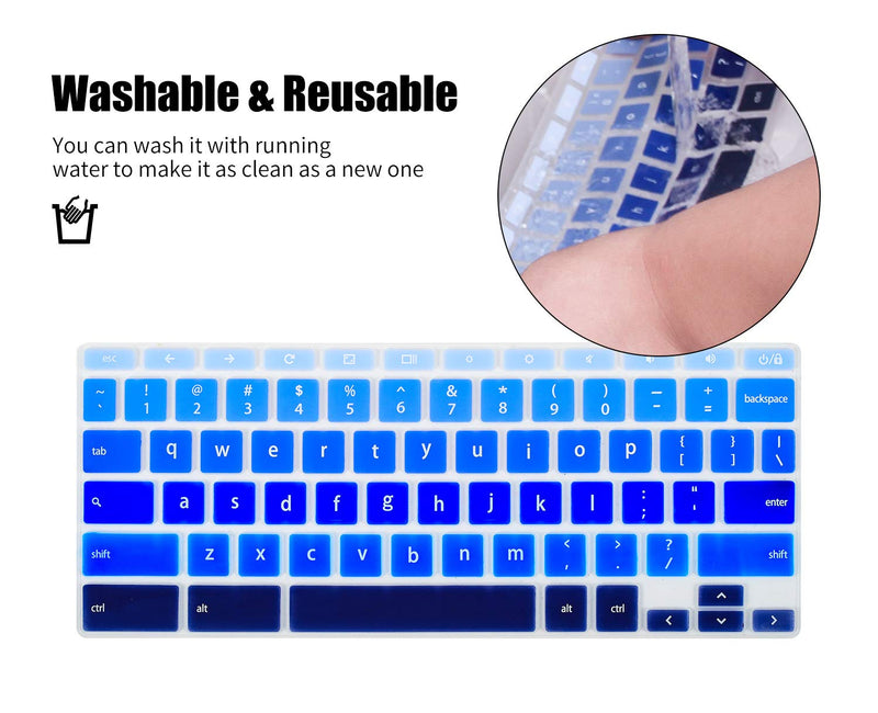 Keyboard Cover for HP Chromebook 11A G8 11.6",2020 HP Chromebook 11 11a-na0010nr/21nr/30nr/40nr/50nr/60nr,HP Chromebook X360 12b-ca0010nr,HP Chromebook x360 11 G3 EE Laptop Protective Accessories Ombre Blue6S