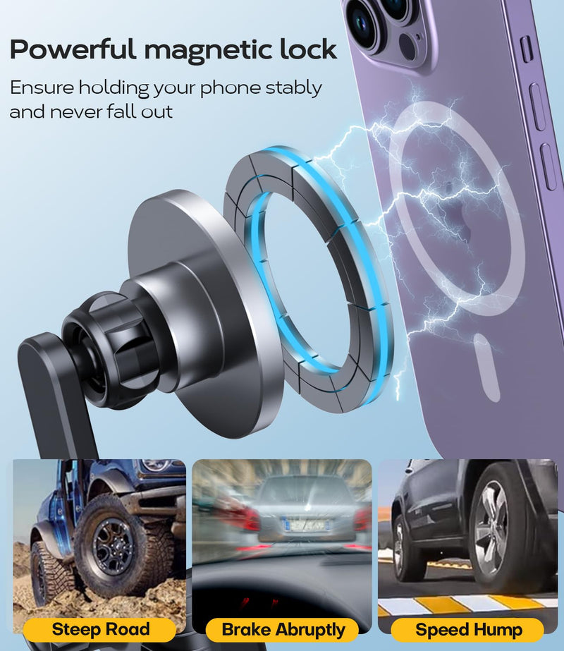 Tesla Phone Mount Wireless Charging for MagSafe, Magnetic Tesla Phone Holder for Tesla Model 3 Model Y, Tesla Model 3/Y Accessories 2023 Fits All Phones
