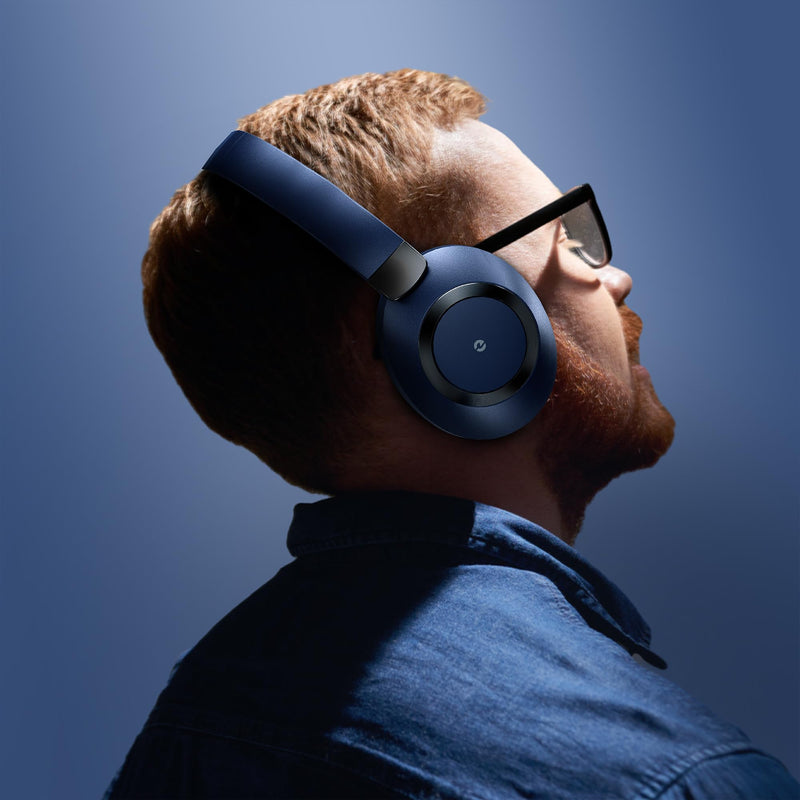 Active Noise Cancelling Headphones, 100H Playtime Headphones Wireless Bluetooth, Bluetooth Headphone with Microphone, Over- Ear Wireless Headphone with Deep Bass for Travel (Blue) Blue