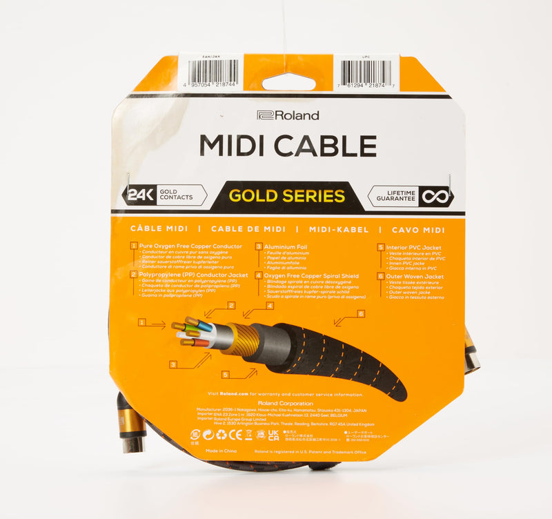 ROLAND Rmidi-G10 Midi Cables, 10 Ft./3M