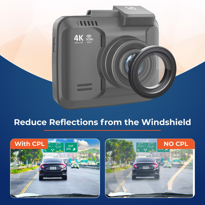 ROVE Ultimate CPL Filter, Anti-Glare Circular Polariser Lens for ROVE R2-4K and R2-4K PRO Dash Cam Models