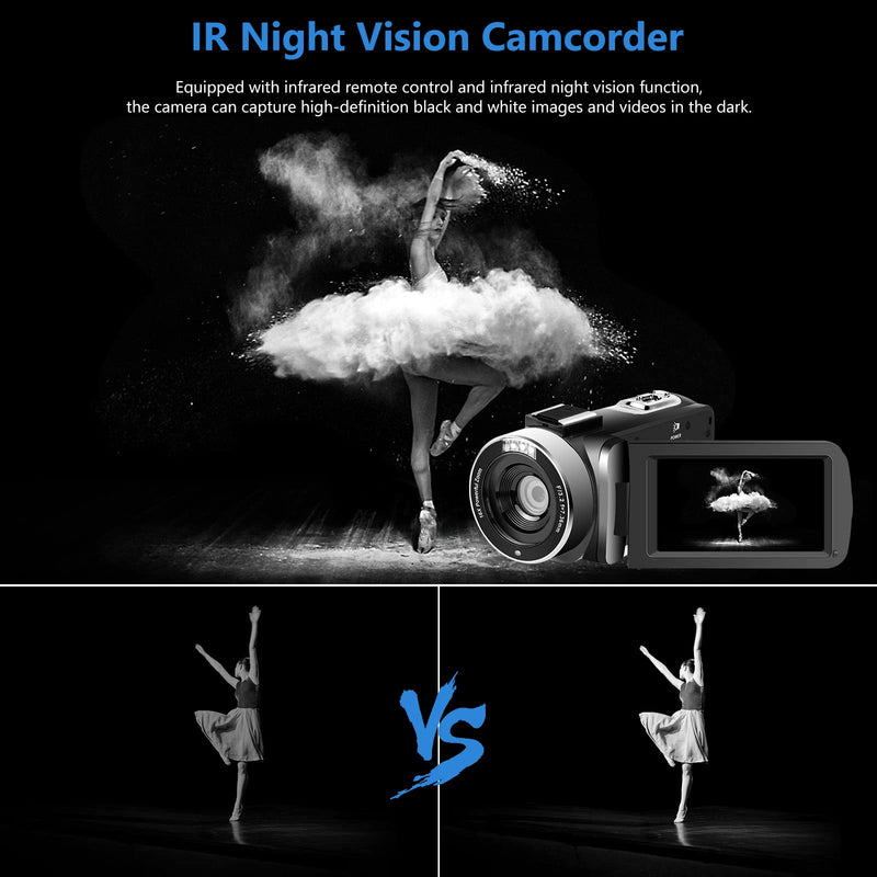 2.7K Full HD Video Camera Camcorder, 48MP Vlogging Camera for YouTube TikTok, 3.0 Inch IPS Screen 16X Digital Zoom Video Recorder, Webcam Function for Daily Vlog & Travel Shooting