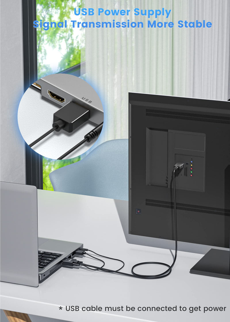 FOINNEX VGA to HDMI Cable with Audio, 1080P VGA to HDMI Adapter Cable VGA Computer/Laptop to HDMI Monitor/TV, VGA Male to HDMI Male Converter Cord for Desktop Laptop Projector to Monitor HDTV, 6FT 6FT/1.8M VGA to HDMI Cable