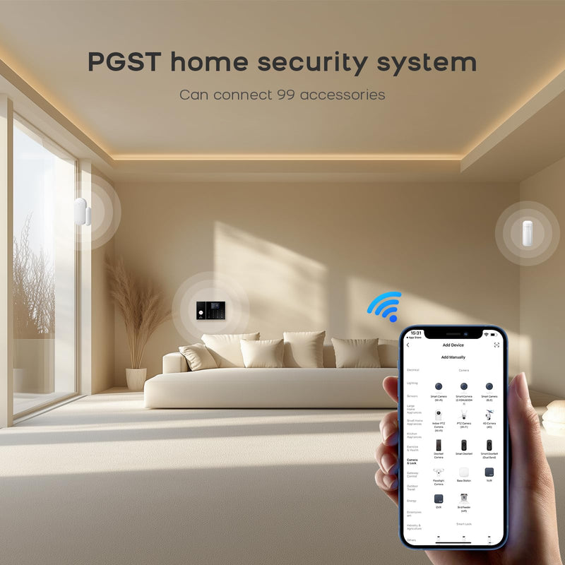 [AUSTRALIA] - PGST Home Security Systems 8-Piece Kit,Alarm System for Home Security,App Alerts,Door Sensors,Motion Detection,WiFi Alarm,Compatible with Alexa,No Subscription,for Home Security and Kids Safety 8-Kits-A 