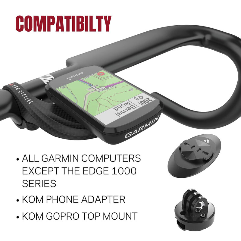 KOM Cycling Garmin Bike Mount with Carbon Finish from Garmin Edge Mount Designed for Garmin Edge 530 and Garmin 830 and Other Garmin Models Carbon Effect